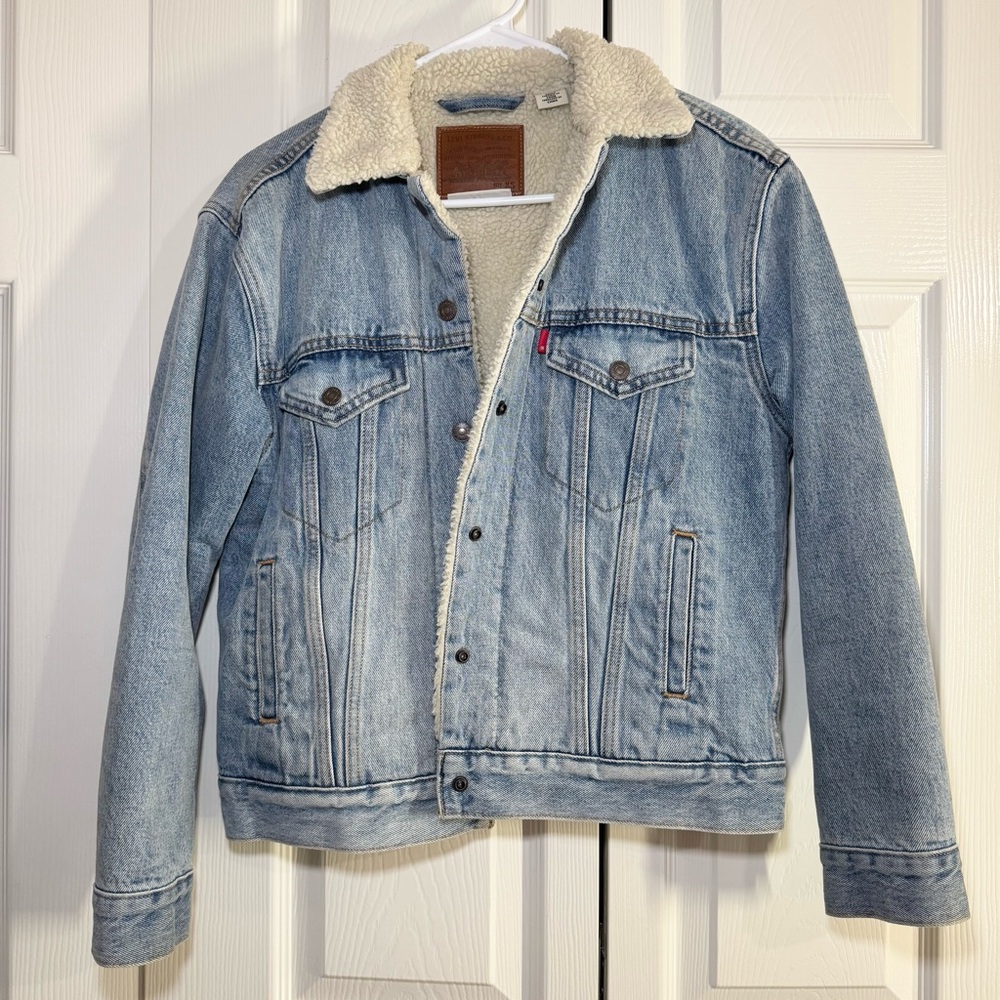 Levis SHERPA TRUCKER JACKET - Light Wash - XS